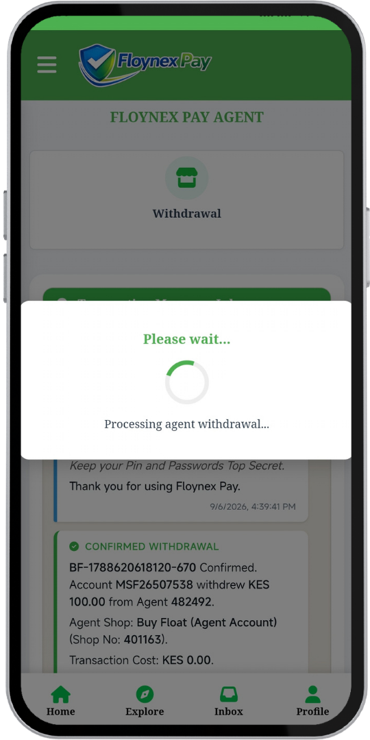 Step 5: Processing Withdrawal