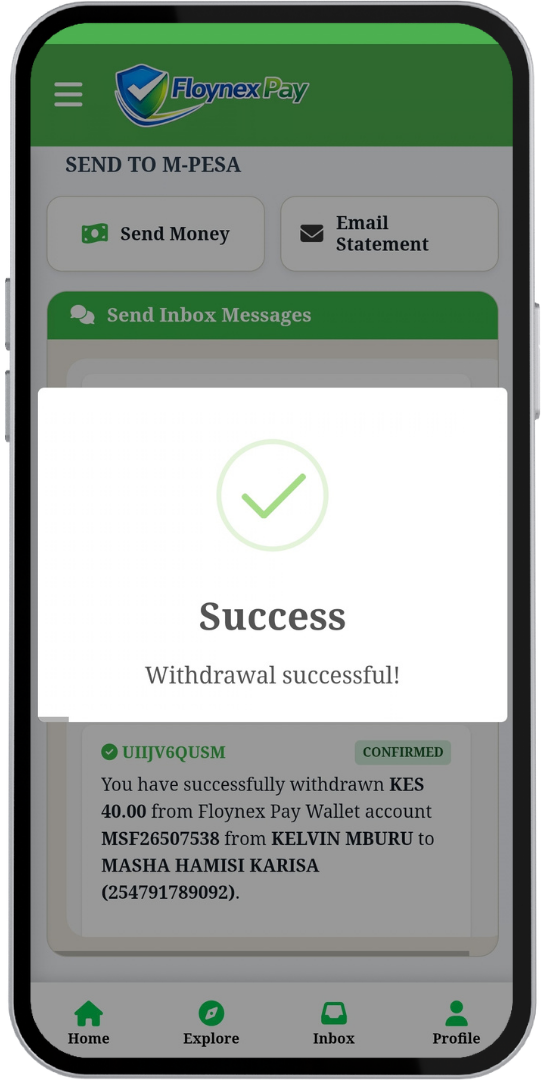 Step 4 - M-PESA 6: Success Confirmation